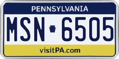 PA license plate MSN6505