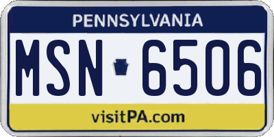 PA license plate MSN6506