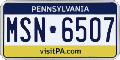 PA license plate MSN6507