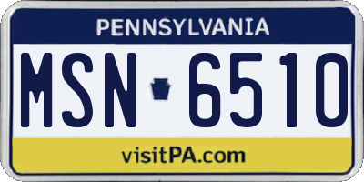 PA license plate MSN6510