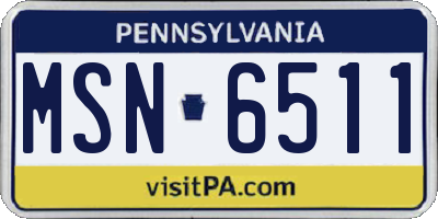 PA license plate MSN6511