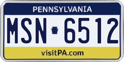 PA license plate MSN6512