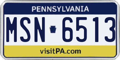 PA license plate MSN6513
