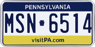 PA license plate MSN6514