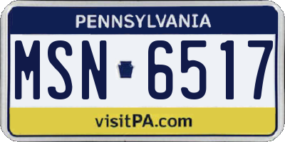 PA license plate MSN6517