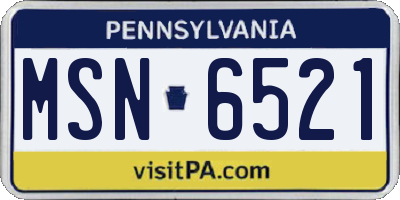 PA license plate MSN6521