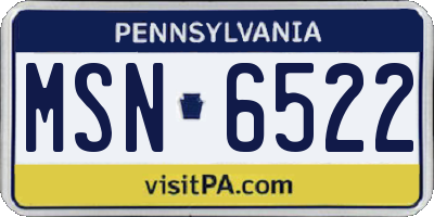PA license plate MSN6522