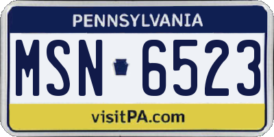 PA license plate MSN6523