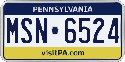PA license plate MSN6524