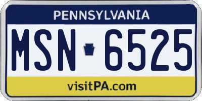 PA license plate MSN6525