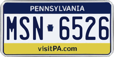 PA license plate MSN6526