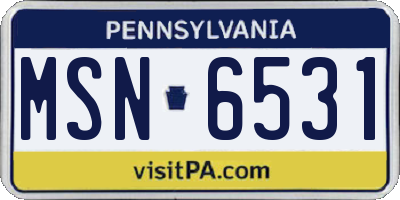 PA license plate MSN6531