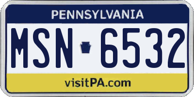 PA license plate MSN6532
