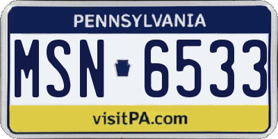 PA license plate MSN6533