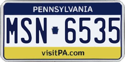 PA license plate MSN6535