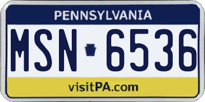 PA license plate MSN6536