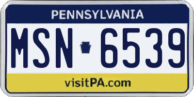 PA license plate MSN6539