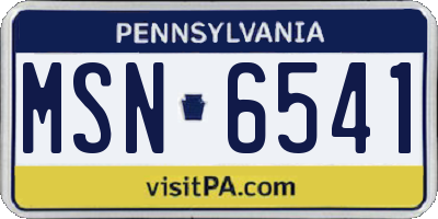 PA license plate MSN6541