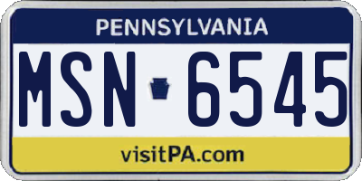 PA license plate MSN6545