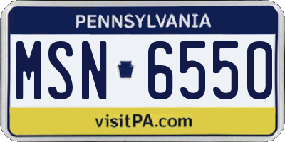 PA license plate MSN6550