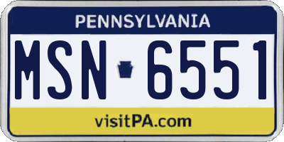 PA license plate MSN6551