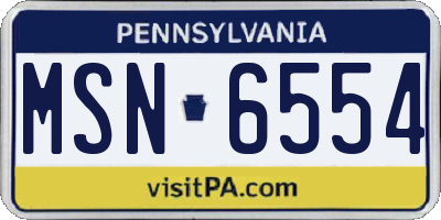PA license plate MSN6554