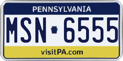 PA license plate MSN6555