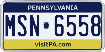 PA license plate MSN6558