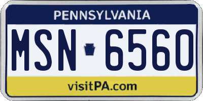 PA license plate MSN6560