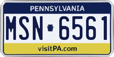 PA license plate MSN6561