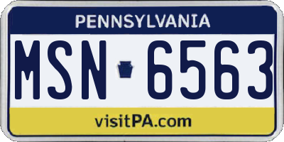 PA license plate MSN6563