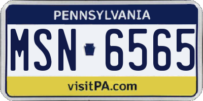 PA license plate MSN6565
