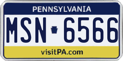 PA license plate MSN6566