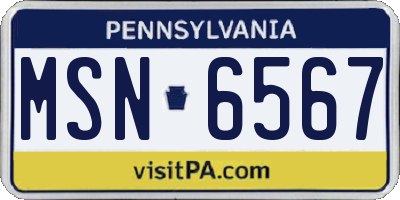 PA license plate MSN6567