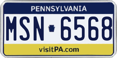 PA license plate MSN6568