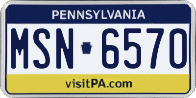 PA license plate MSN6570