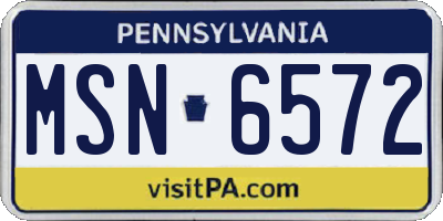 PA license plate MSN6572