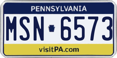 PA license plate MSN6573