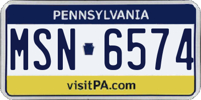 PA license plate MSN6574