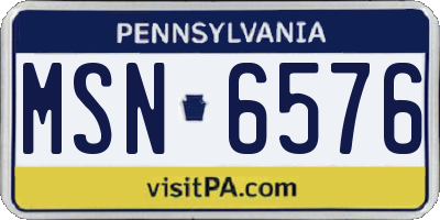 PA license plate MSN6576