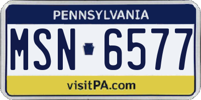 PA license plate MSN6577