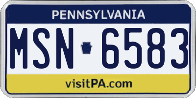 PA license plate MSN6583