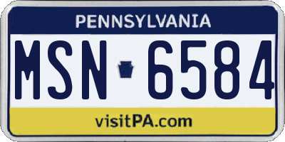 PA license plate MSN6584