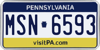 PA license plate MSN6593
