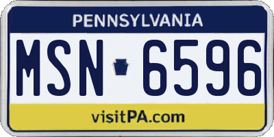 PA license plate MSN6596