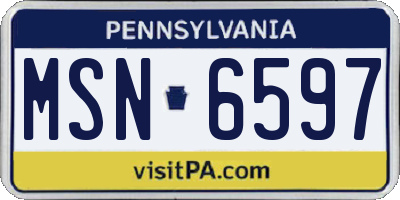 PA license plate MSN6597