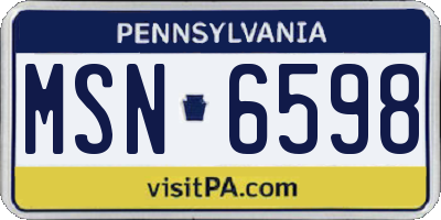 PA license plate MSN6598