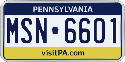 PA license plate MSN6601