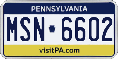 PA license plate MSN6602