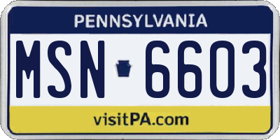 PA license plate MSN6603